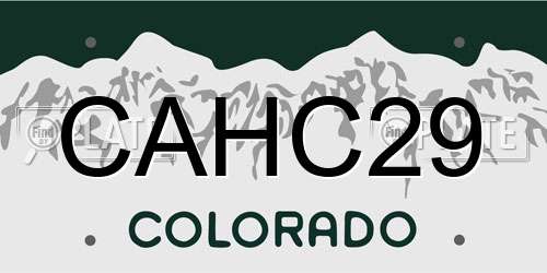 CAHC29 Colorado License Plate