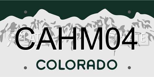 CAHM04 Colorado License Plate