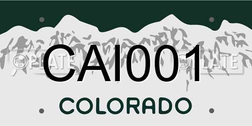 CAI001 Colorado License Plate