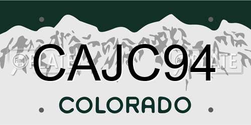 CAJC94 Colorado License Plate