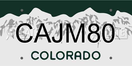 CAJM80 Colorado License Plate