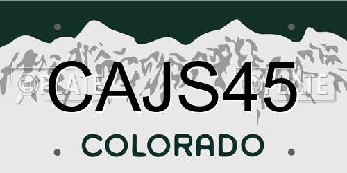CAJS45 Colorado License Plate