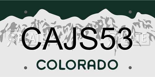 CAJS53 Colorado License Plate