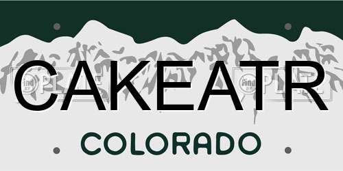 CAKEATR Colorado License Plate