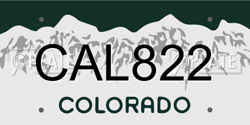 CAL822 Colorado License Plate