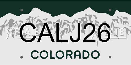 CALJ26 Colorado License Plate