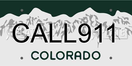 CALL911 Colorado License Plate