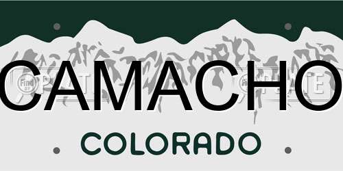 CAMACHO Colorado License Plate