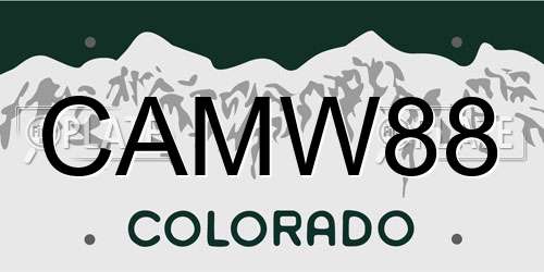 CAMW88 Colorado License Plate