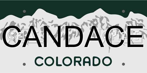 CANDACE Colorado License Plate