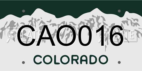 CAO016 Colorado License Plate