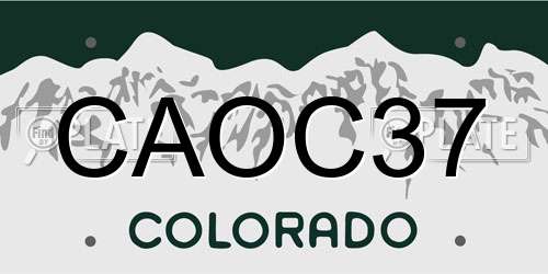 CAOC37 Colorado License Plate