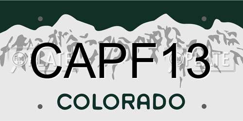 CAPF13 Colorado License Plate