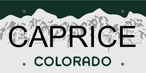 CAPRICE Colorado License Plate