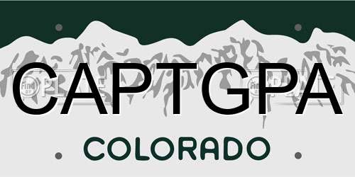 CAPTGPA Colorado License Plate