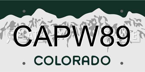 CAPW89 Colorado License Plate