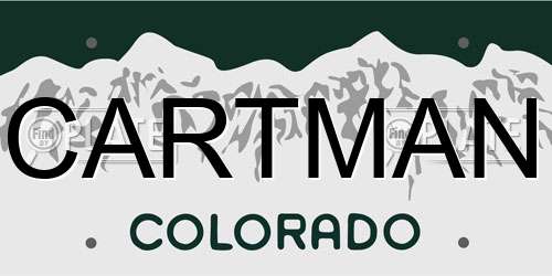 CARTMAN Colorado License Plate