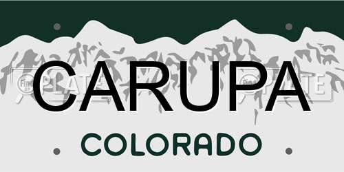 CARUPA Colorado License Plate