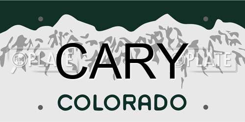 CARY Colorado License Plate