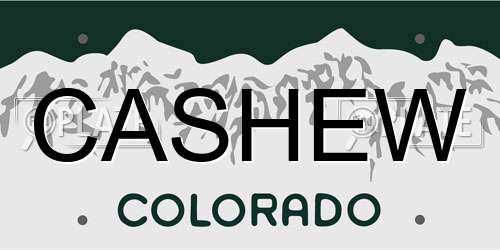 CASHEW Colorado License Plate