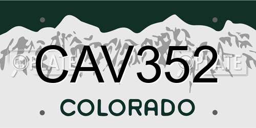 CAV352 Colorado License Plate