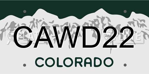 CAWD22 Colorado License Plate