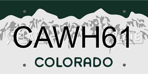 CAWH61 Colorado License Plate