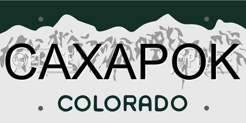 CAXAPOK Colorado License Plate