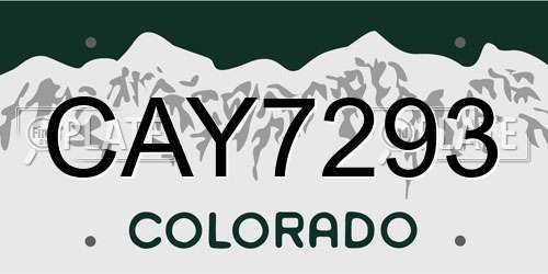 CAY7293 Colorado License Plate