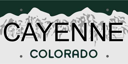 CAYENNE Colorado License Plate