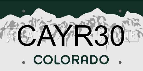 CAYR30 Colorado License Plate