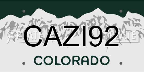 CAZI92 Colorado License Plate