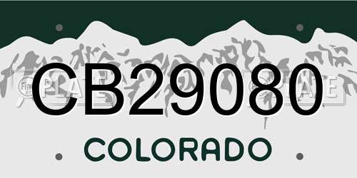 CB29080 Colorado License Plate