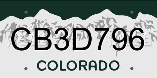 CB3D796 Colorado License Plate
