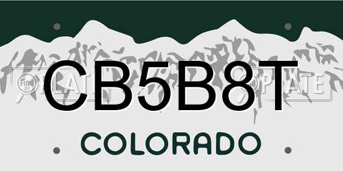 CB5B8T Colorado License Plate