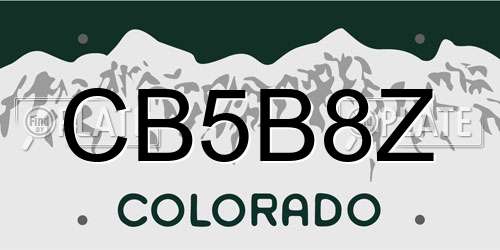 CB5B8Z Colorado License Plate