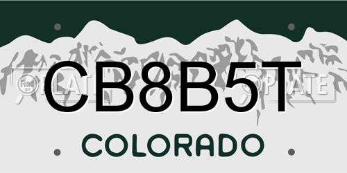 CB8B5T Colorado License Plate