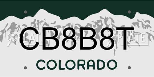CB8B8T Colorado License Plate