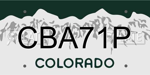 CBA71P Colorado License Plate