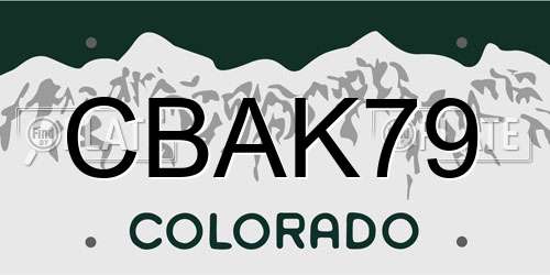 CBAK79 Colorado License Plate