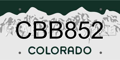 CBB852 Colorado License Plate