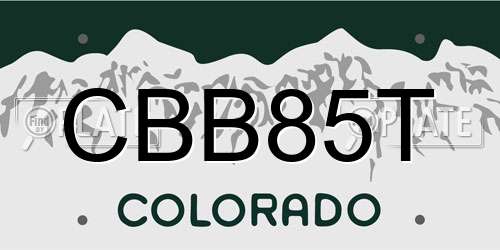 CBB85T Colorado License Plate