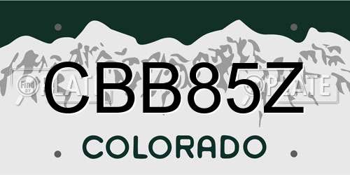 CBB85Z Colorado License Plate