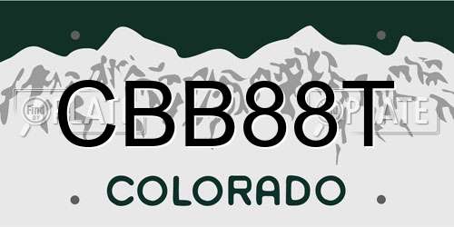 CBB88T Colorado License Plate