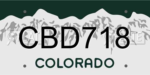 CBD718 Colorado License Plate