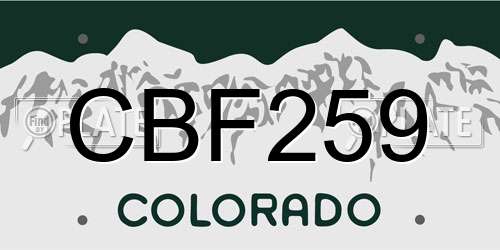 CBF259 Colorado License Plate