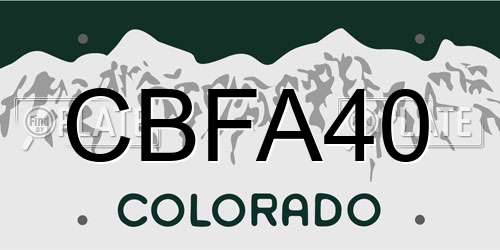CBFA40 Colorado License Plate