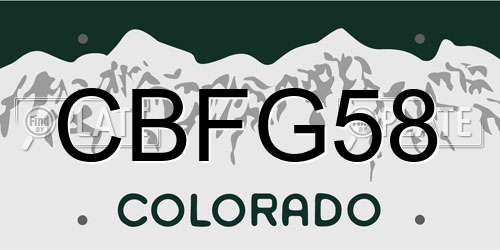 CBFG58 Colorado License Plate