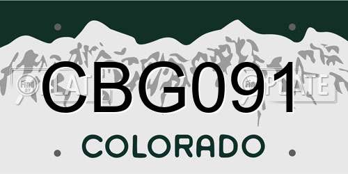 CBG091 Colorado License Plate