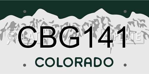 CBG141 Colorado License Plate